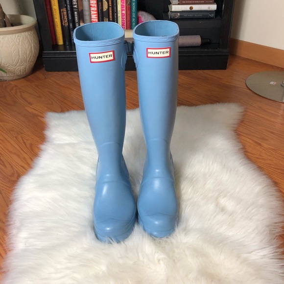 Hunter Shoes - Hunter Baby Blue Matte Tall Rain Boots Sz 7